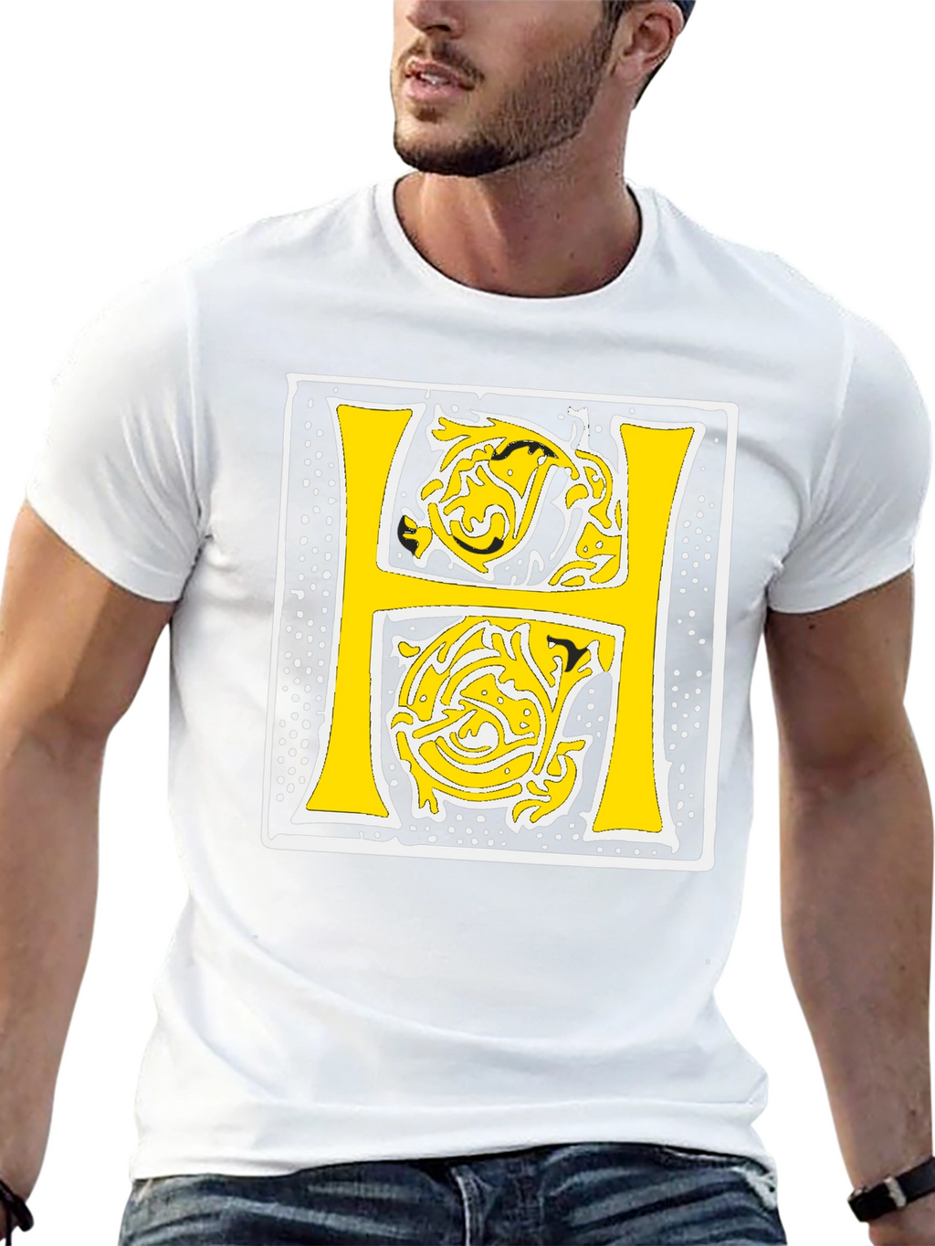 Illuminated Letter H Black T-Shirt