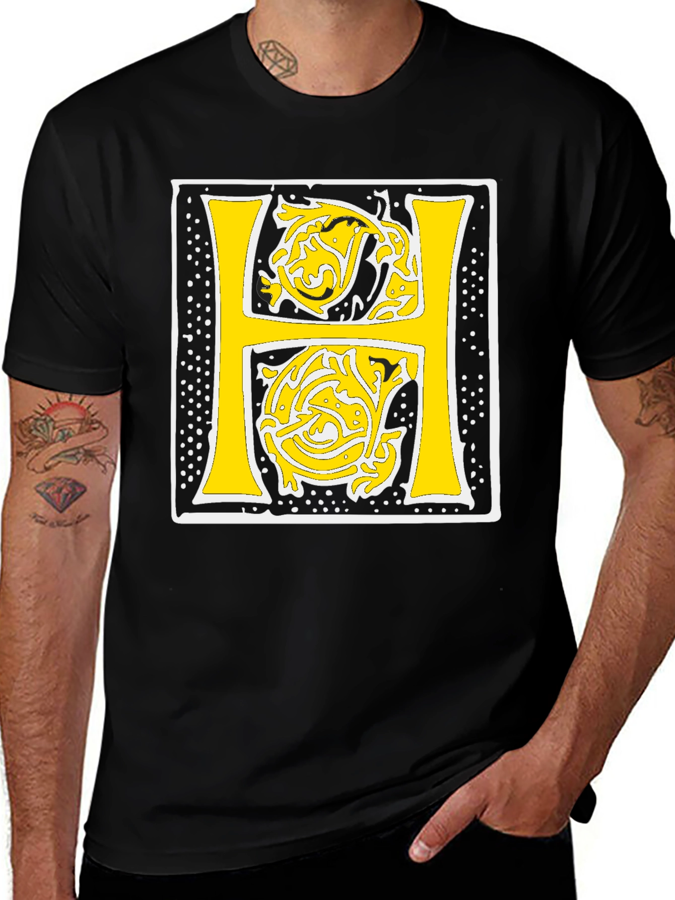 Illuminated Letter H Black T-Shirt