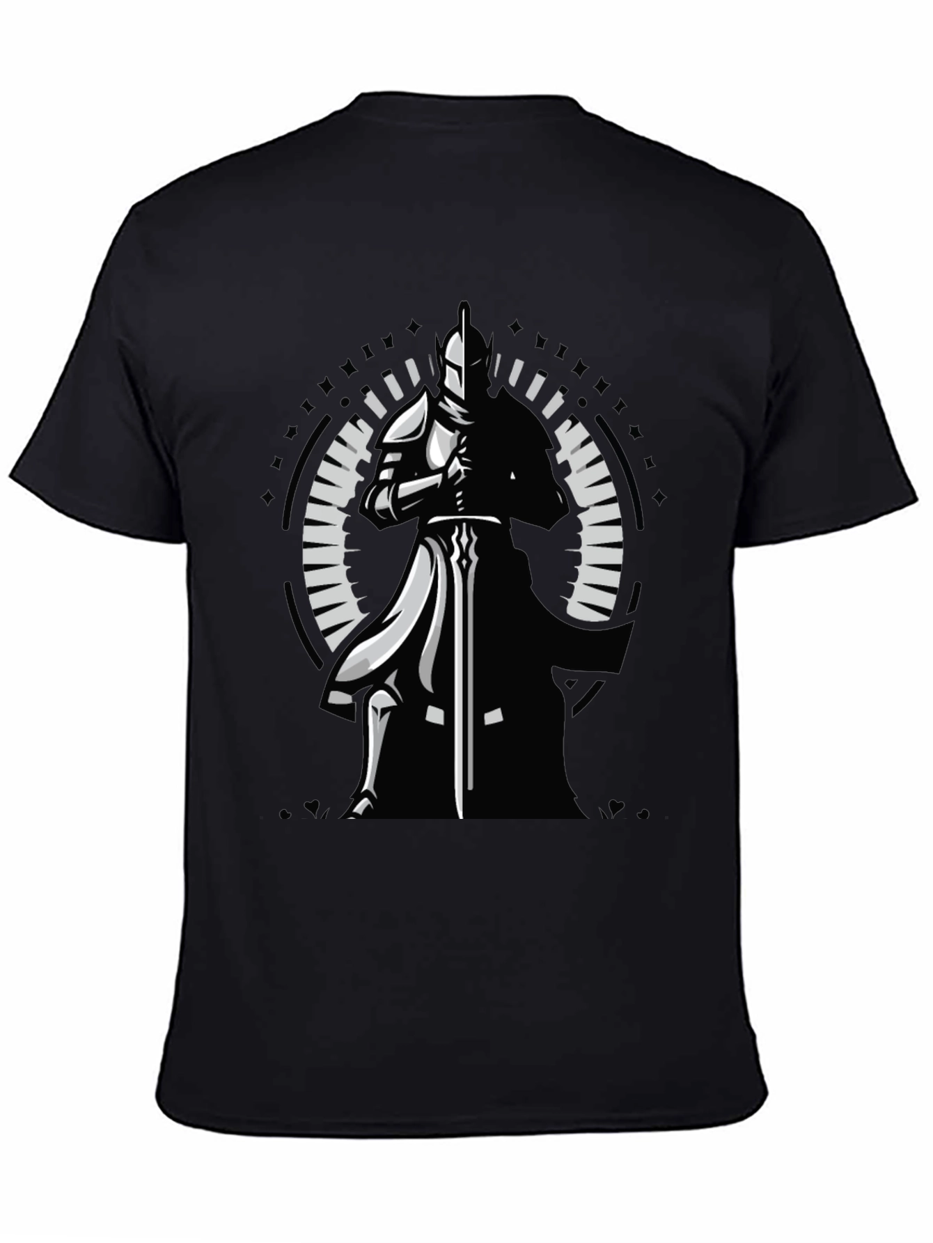 Knight Sword Graphic Black T-Shirt - Medieval Warrior Tee
