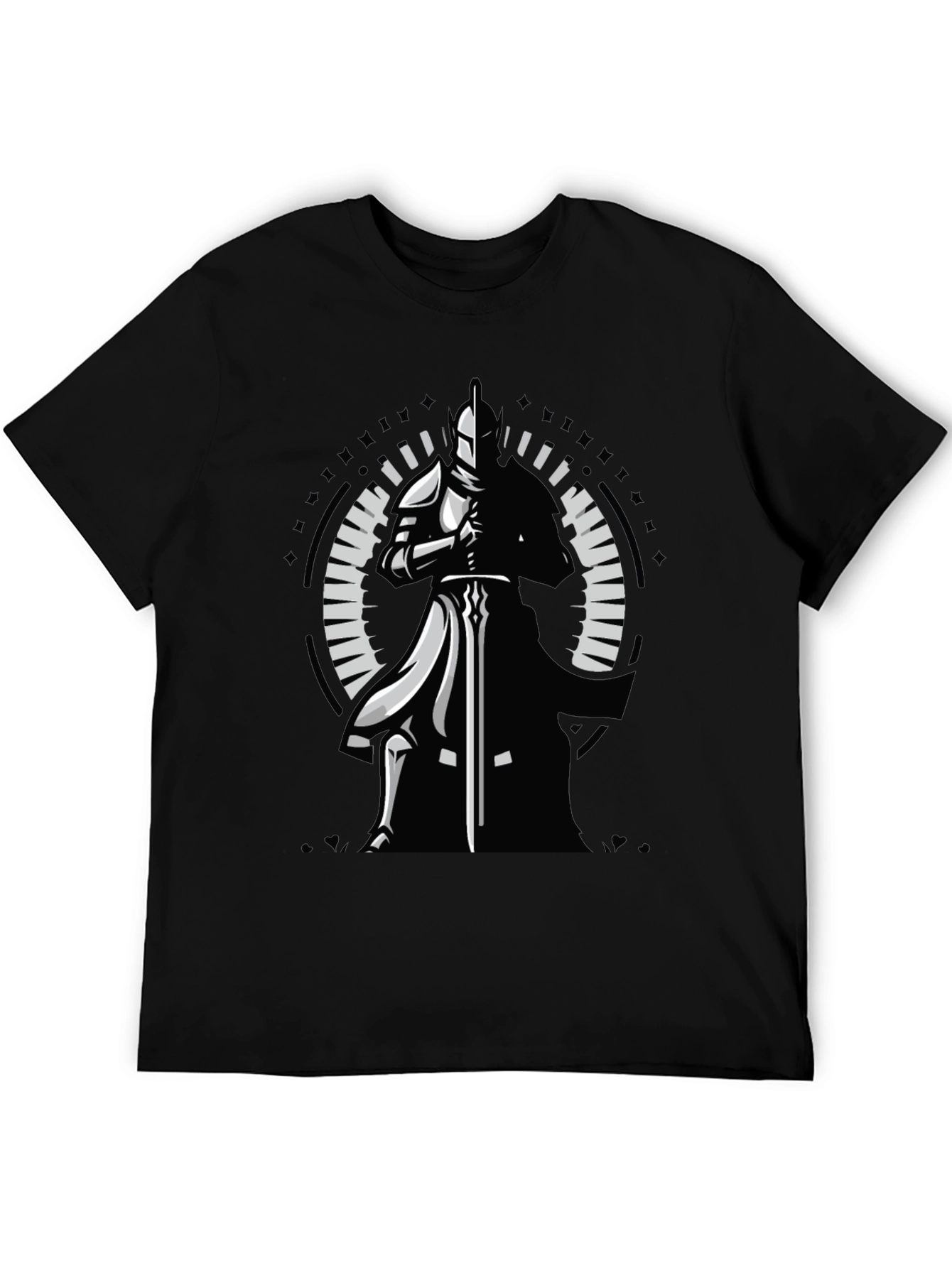 Knight Sword Graphic Black T-Shirt - Medieval Warrior Tee