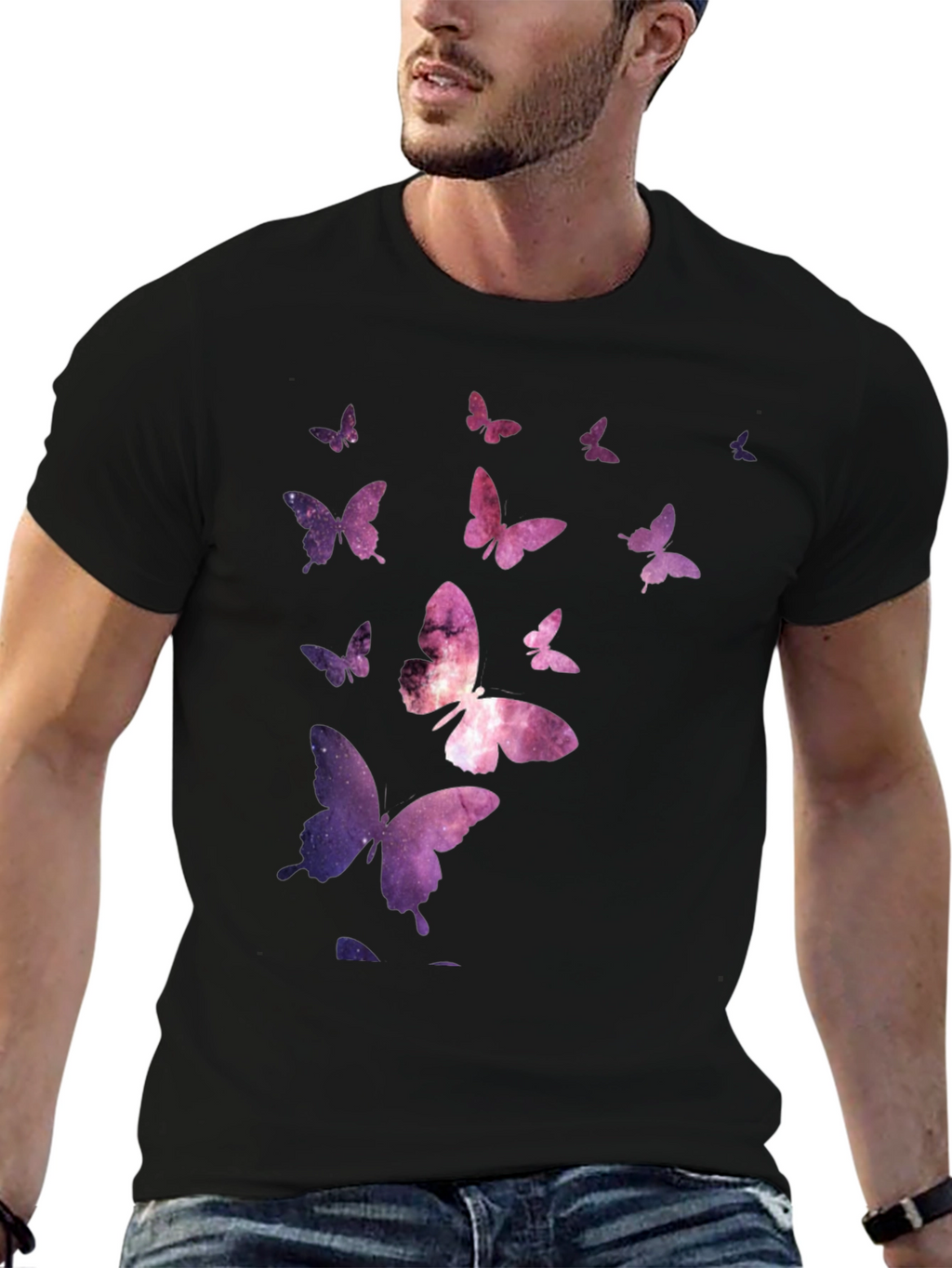Galaxy Butterfly Black T-Shirt