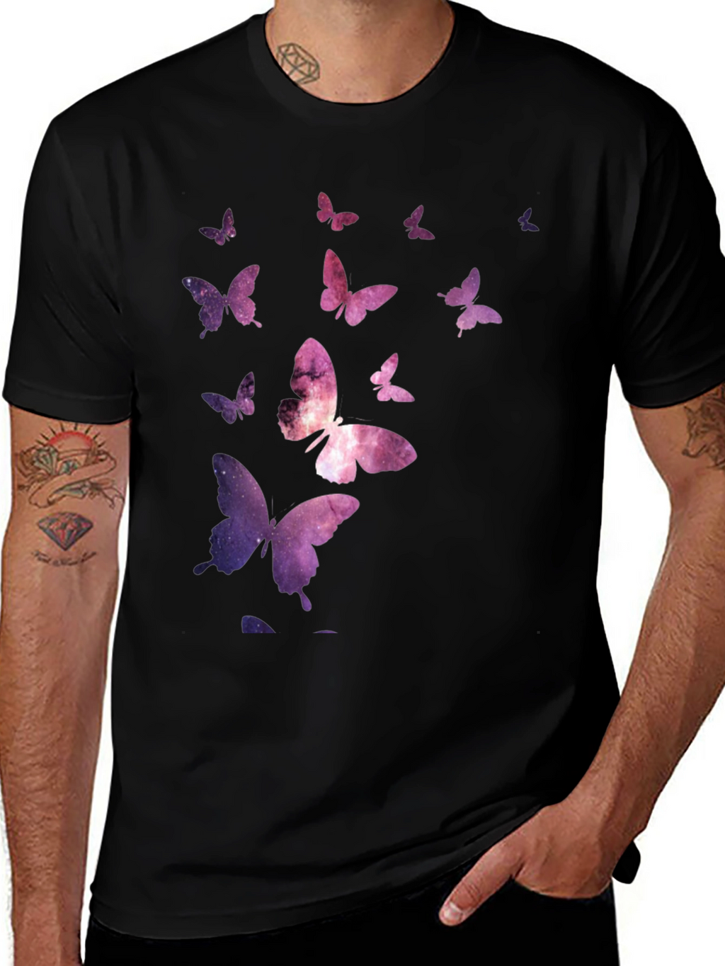 Galaxy Butterfly Black T-Shirt