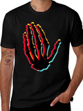 Retro Skeleton Hand Graphic Tee - Black