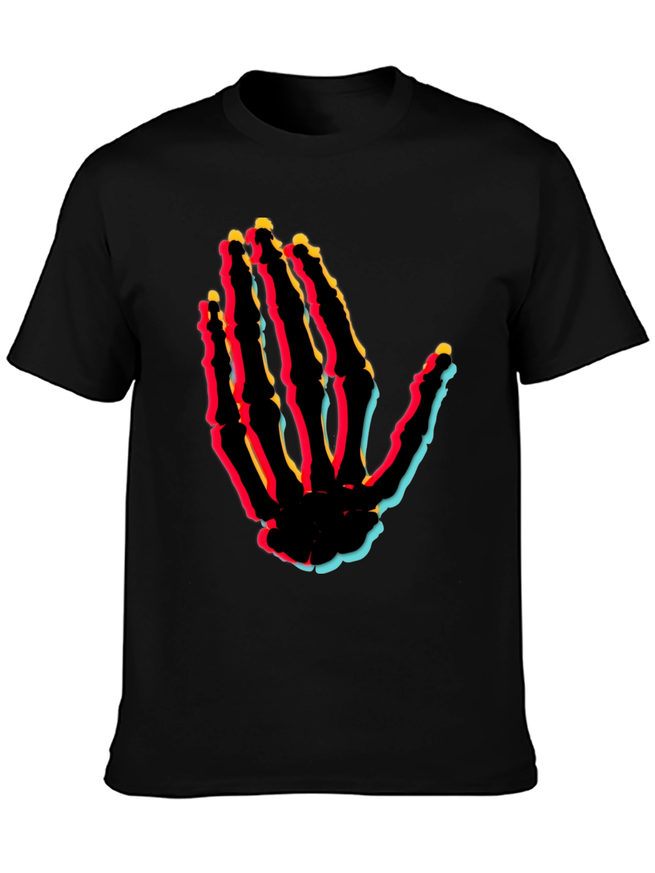 Retro Skeleton Hand Graphic Tee - Black