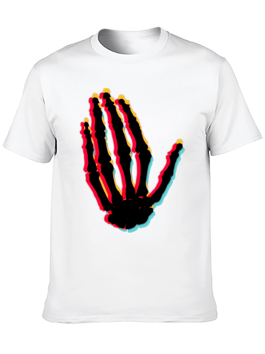 Retro Skeleton Hand Graphic Tee - Black