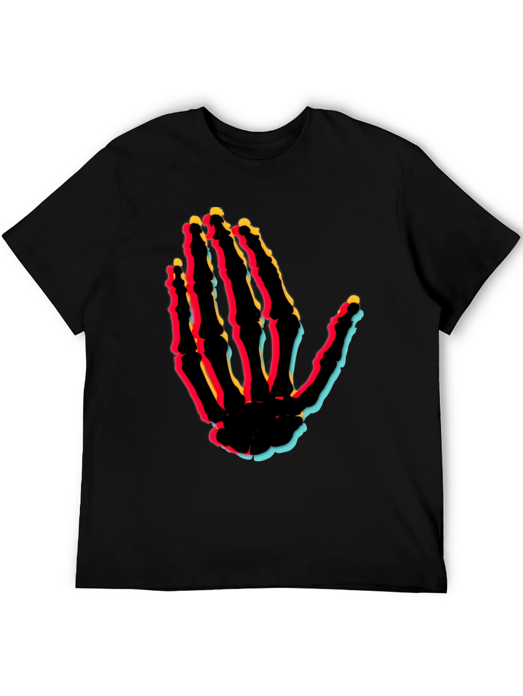 Retro Skeleton Hand Graphic Tee - Black