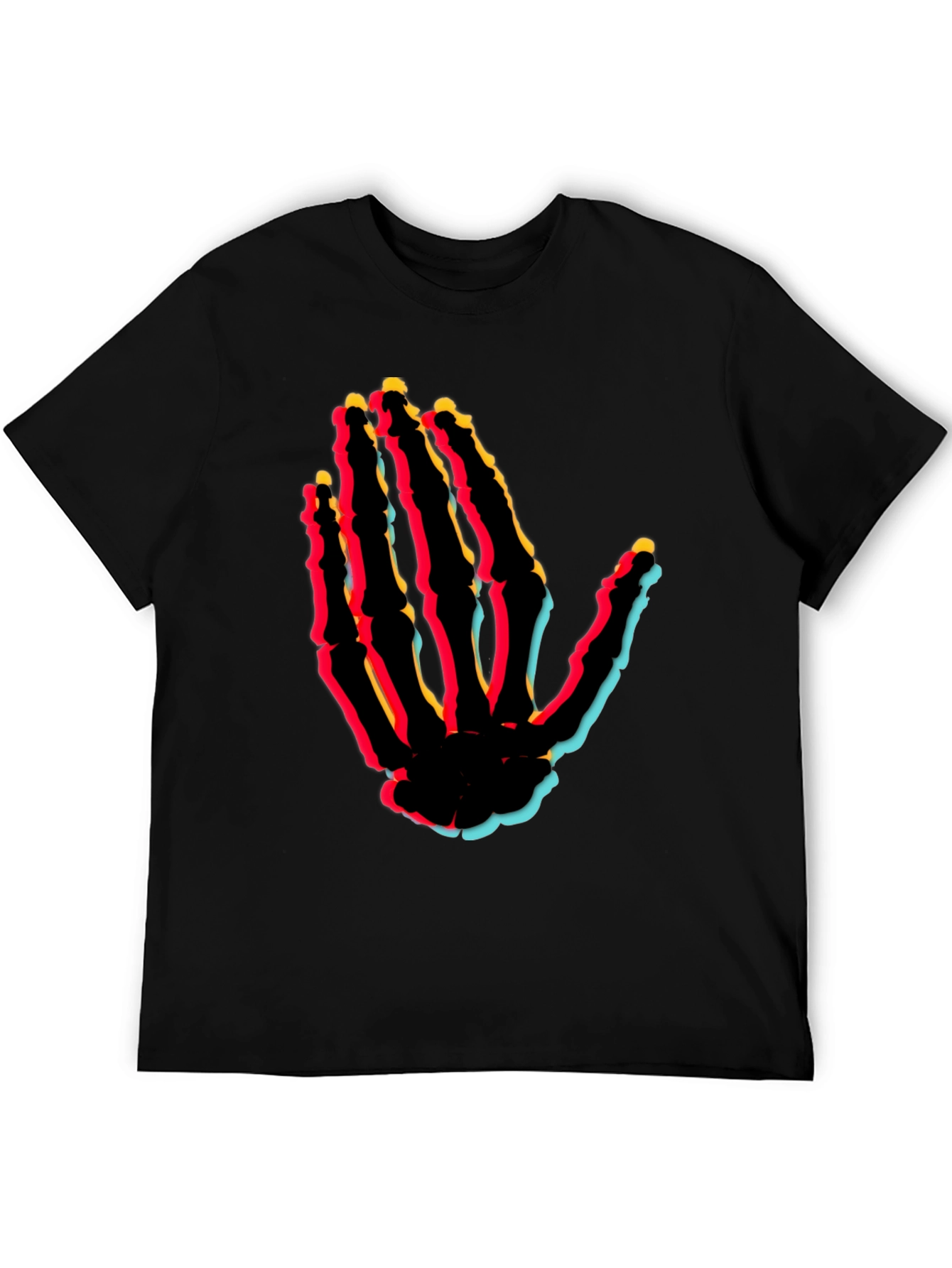 Retro Skeleton Hand Graphic Tee - Black