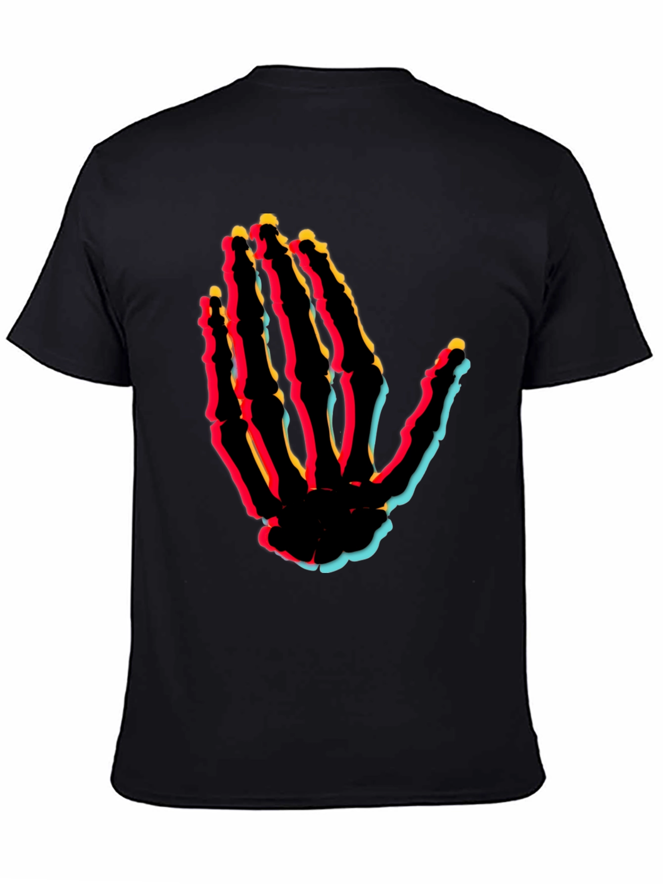 Retro Skeleton Hand Graphic Tee - Black