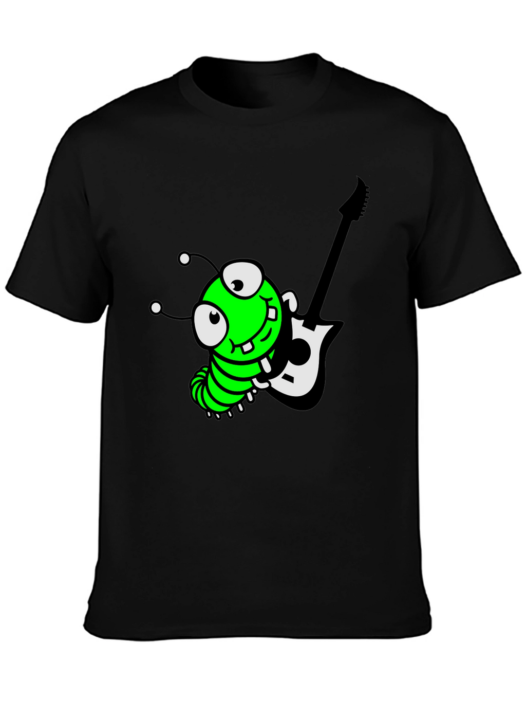 Cartoon Caterpillar Guitarist Graphic Tee