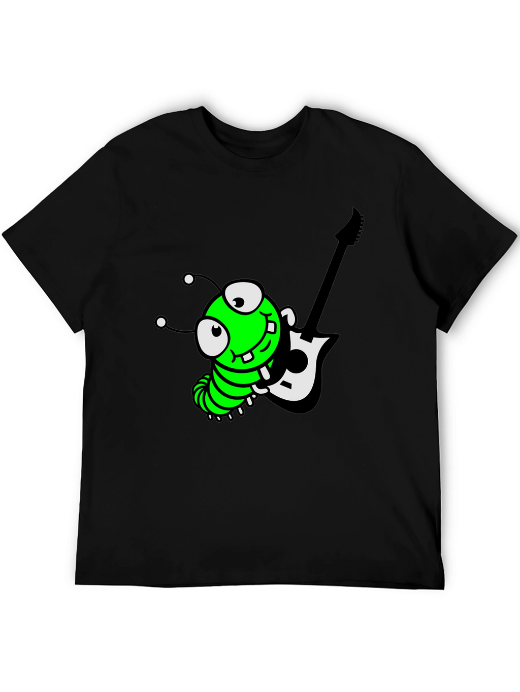 Cartoon Caterpillar Guitarist Graphic Tee