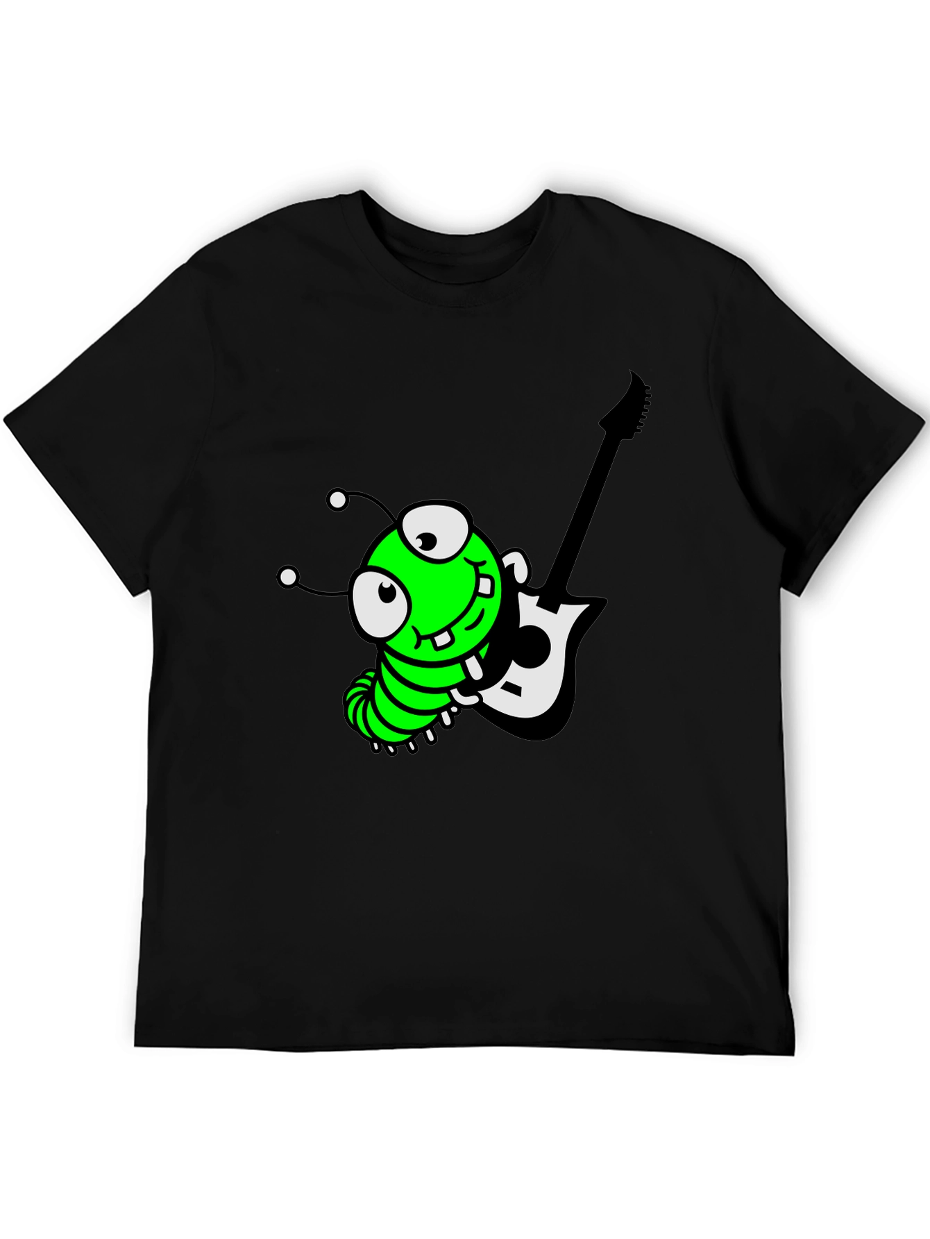 Cartoon Caterpillar Guitarist Graphic Tee