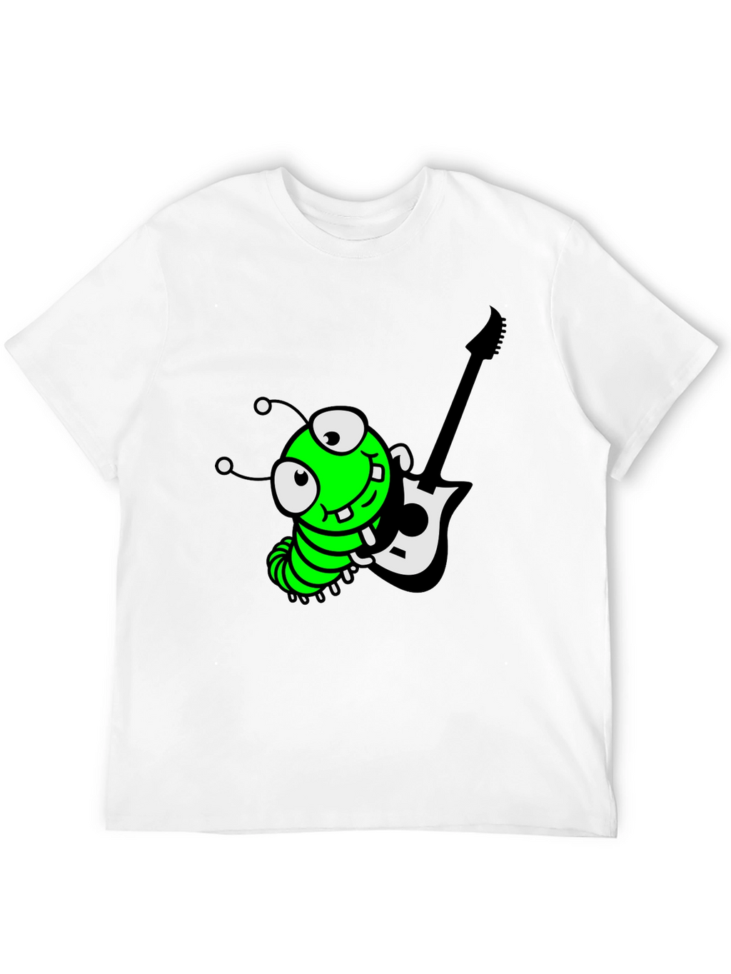 Cartoon Caterpillar Guitarist Graphic Tee