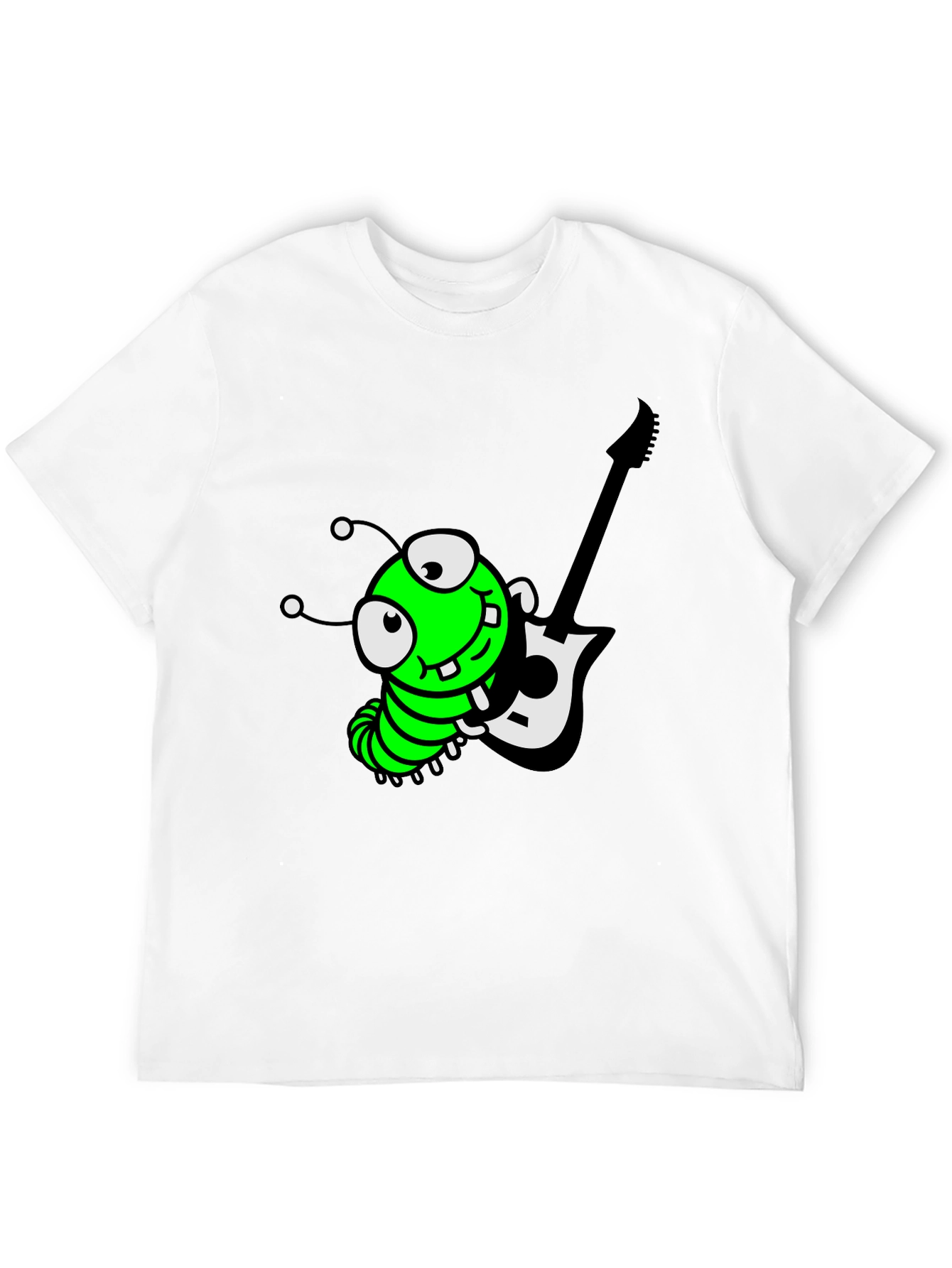 Cartoon Caterpillar Guitarist Graphic Tee