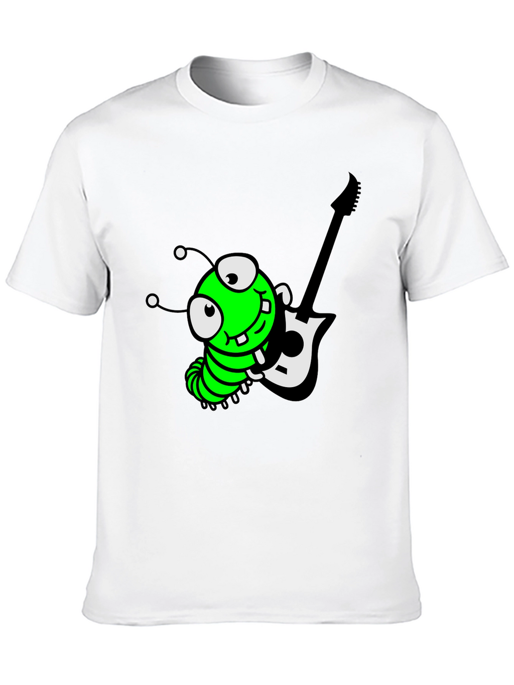 Cartoon Caterpillar Guitarist Graphic Tee