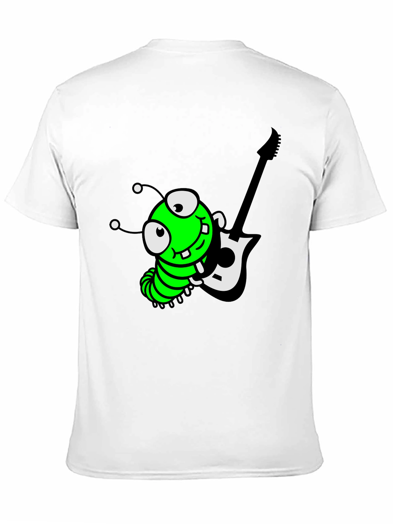 Cartoon Caterpillar Guitarist Graphic Tee