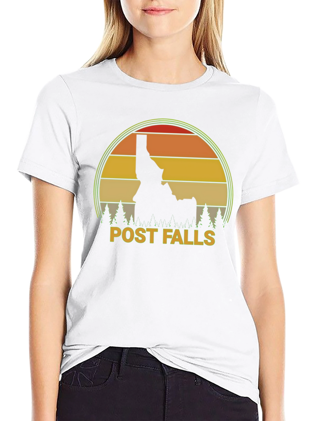 Post Falls Idaho Retro Sunset T-Shirt
