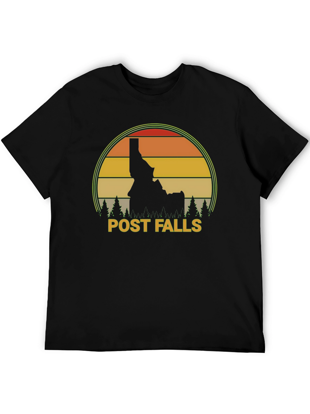 Post Falls Idaho Retro Sunset T-Shirt
