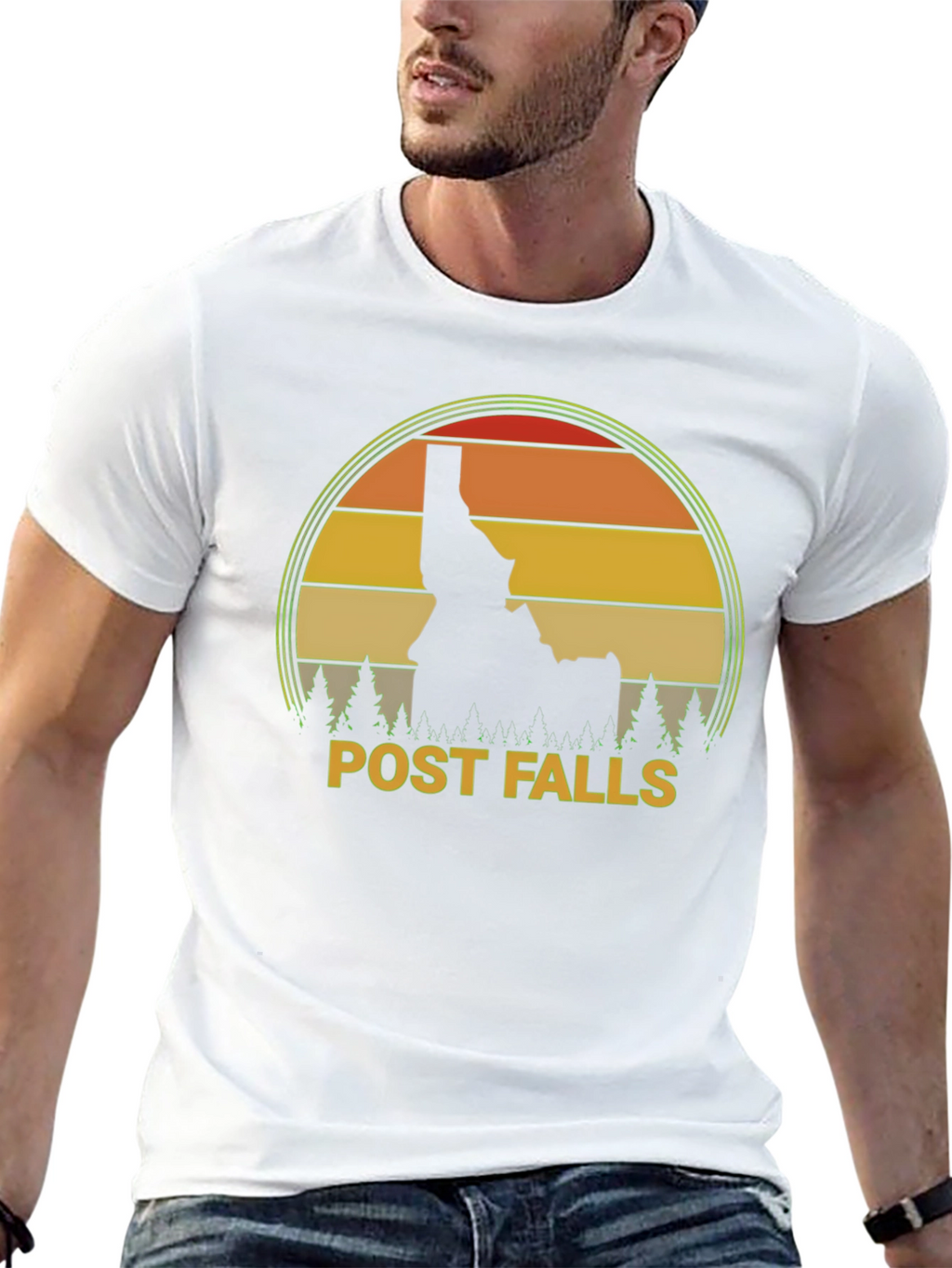 Post Falls Idaho Retro Sunset T-Shirt