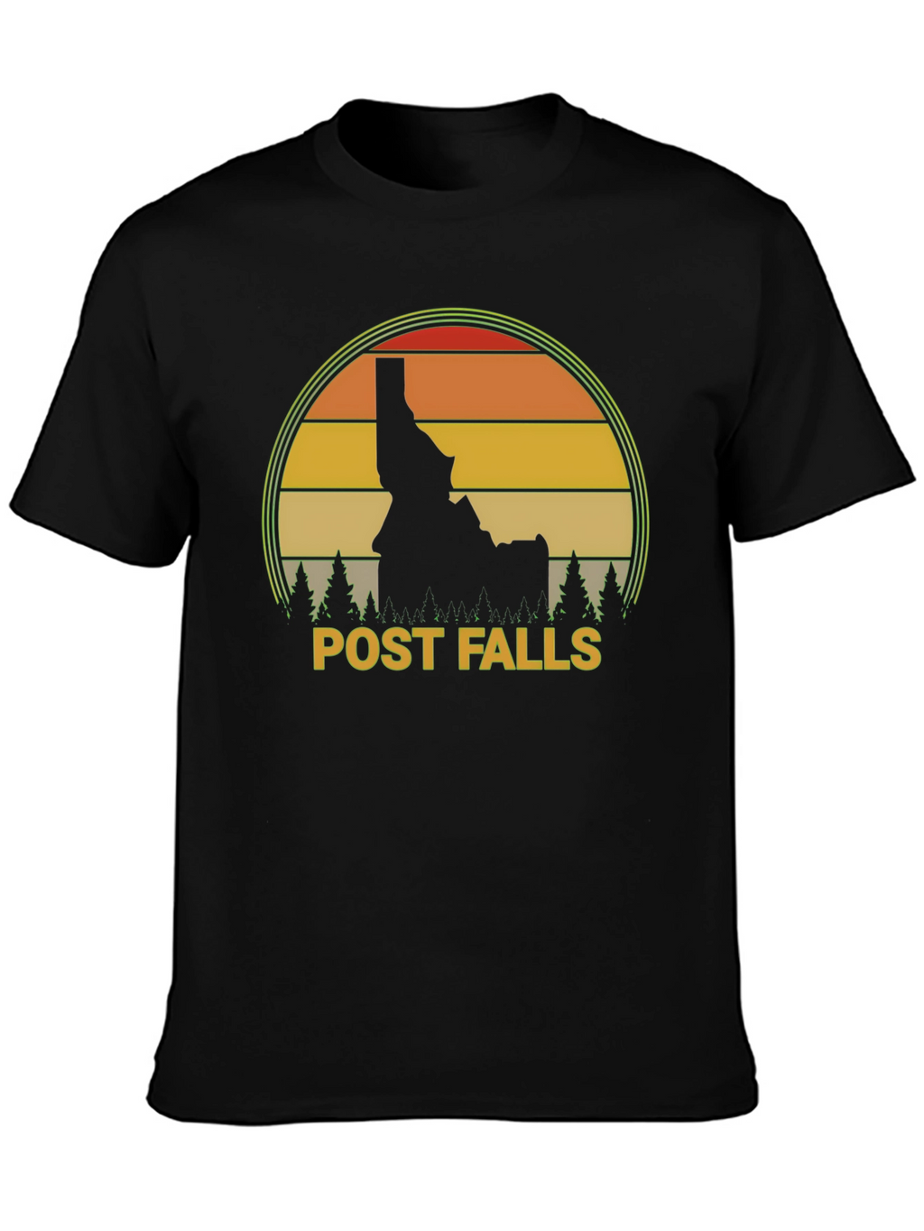 Post Falls Idaho Retro Sunset T-Shirt