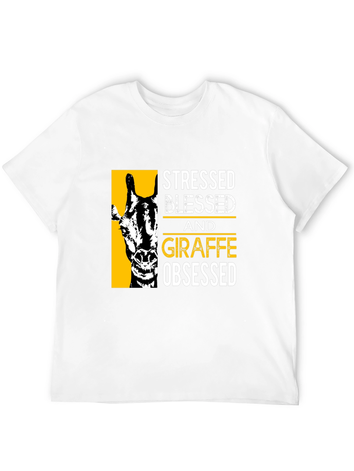 Stressed Blessed Giraffe Obsessed Black T-Shirt