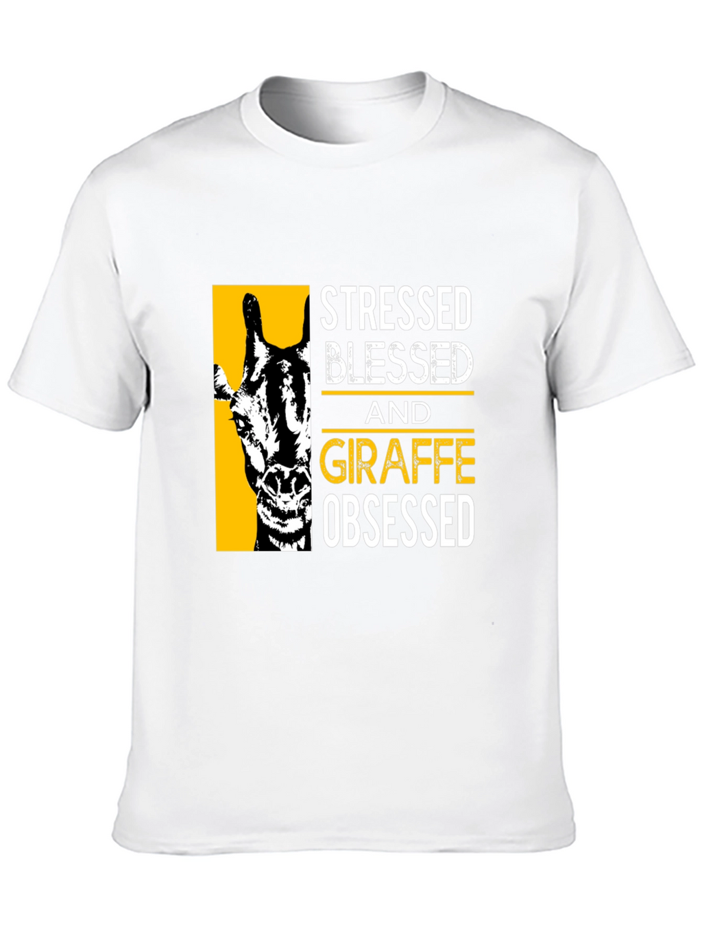 Stressed Blessed Giraffe Obsessed Black T-Shirt