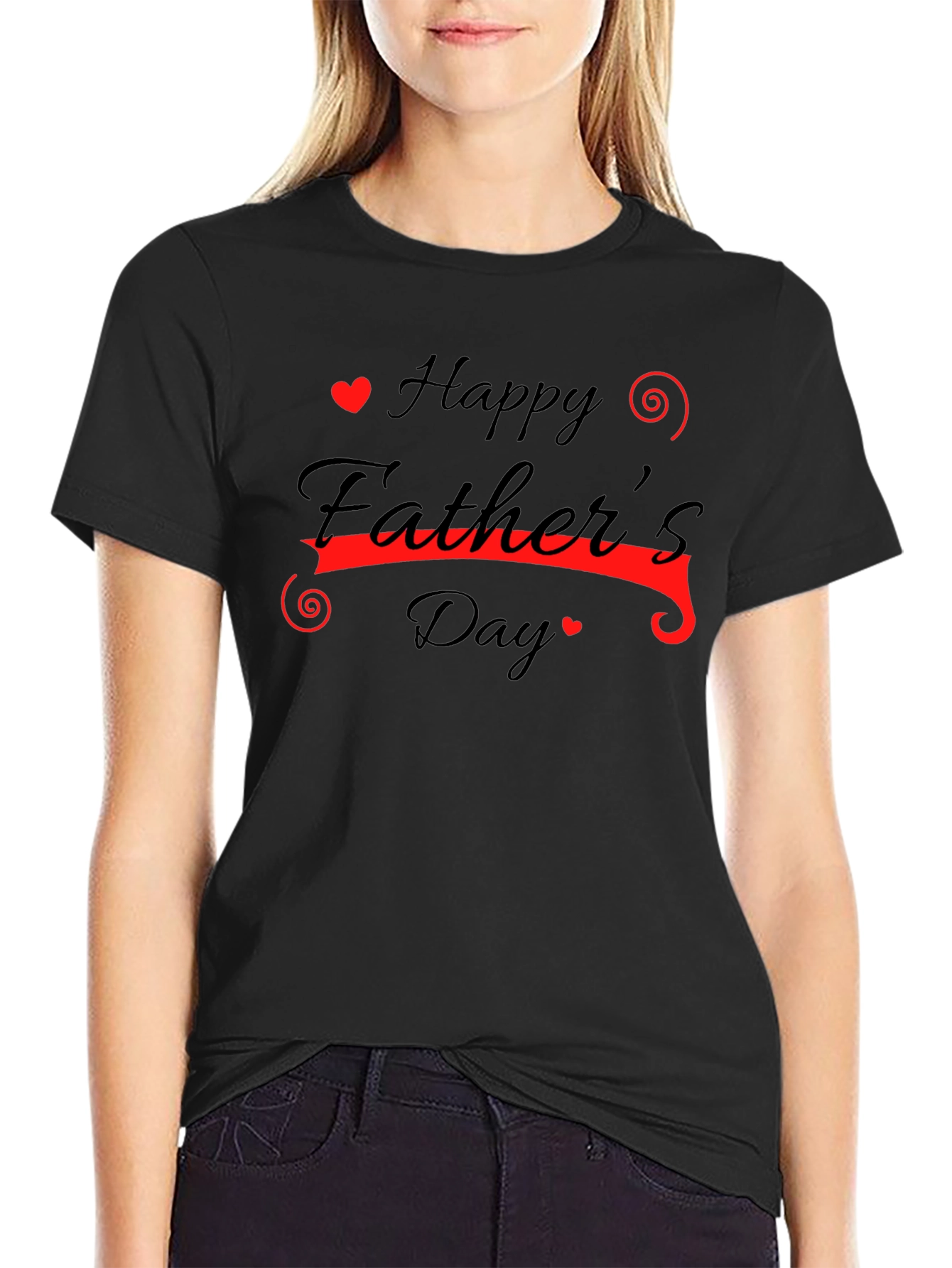 Happy Fathers Day Black Graphic T-Shirt