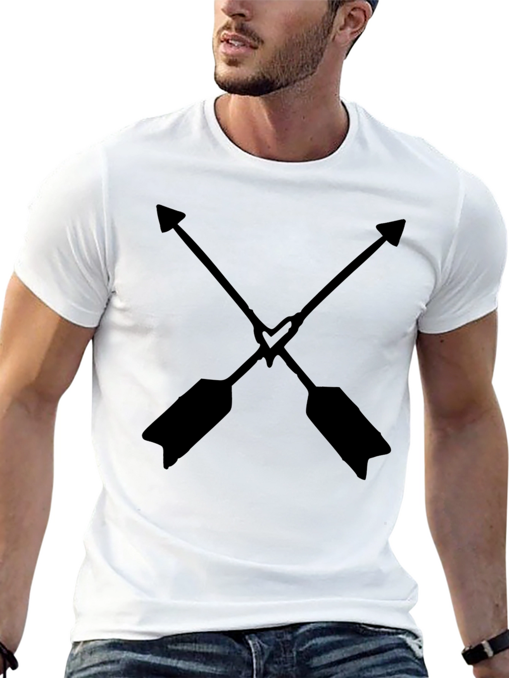 Crossed Arrows Heart T-Shirt - Black