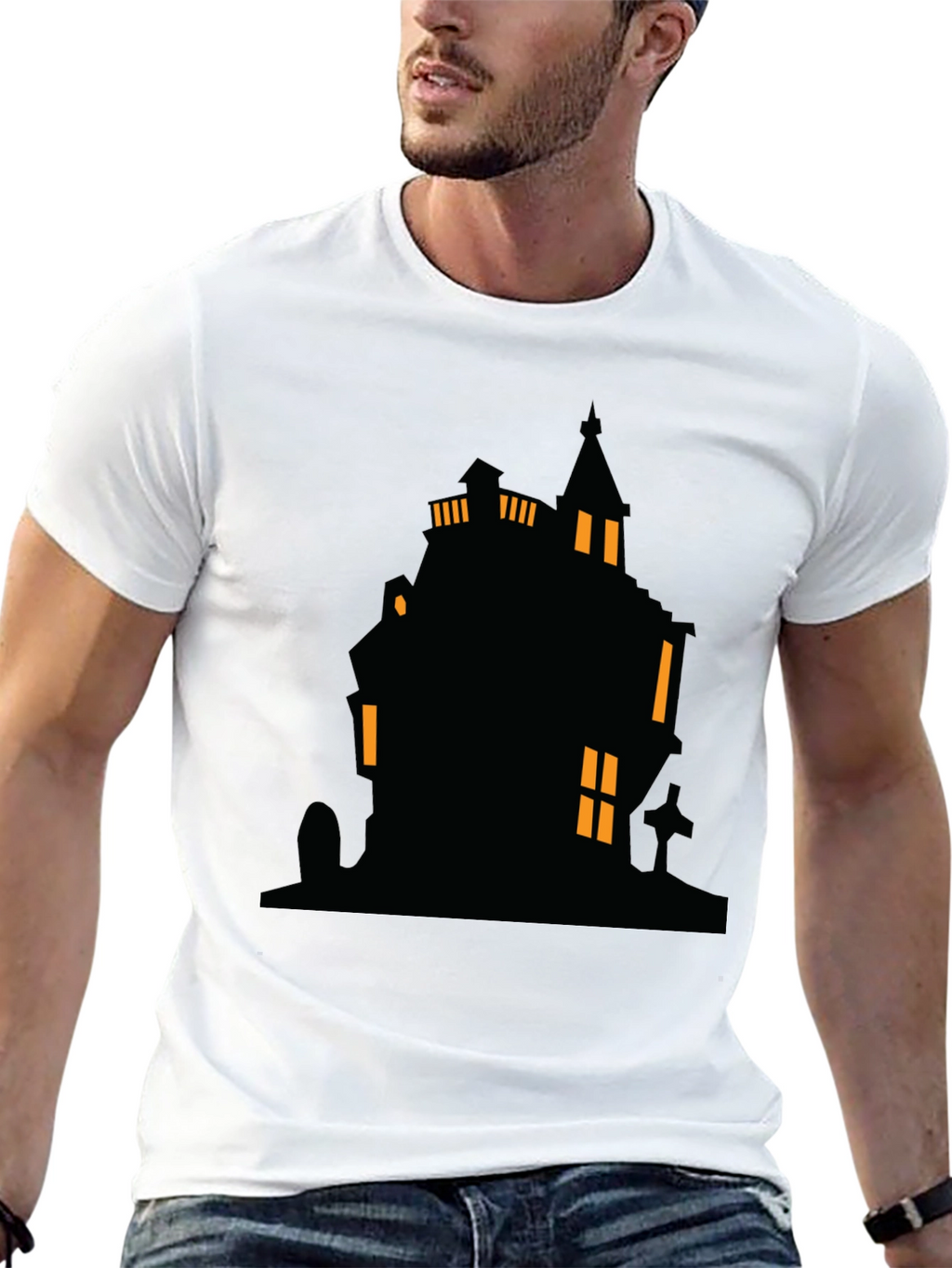 Spooky Haunted House Graphic Tee - Halloween Shirt