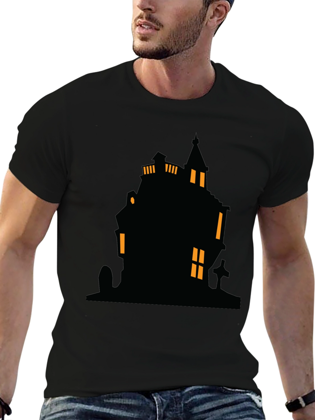 Spooky Haunted House Graphic Tee - Halloween Shirt