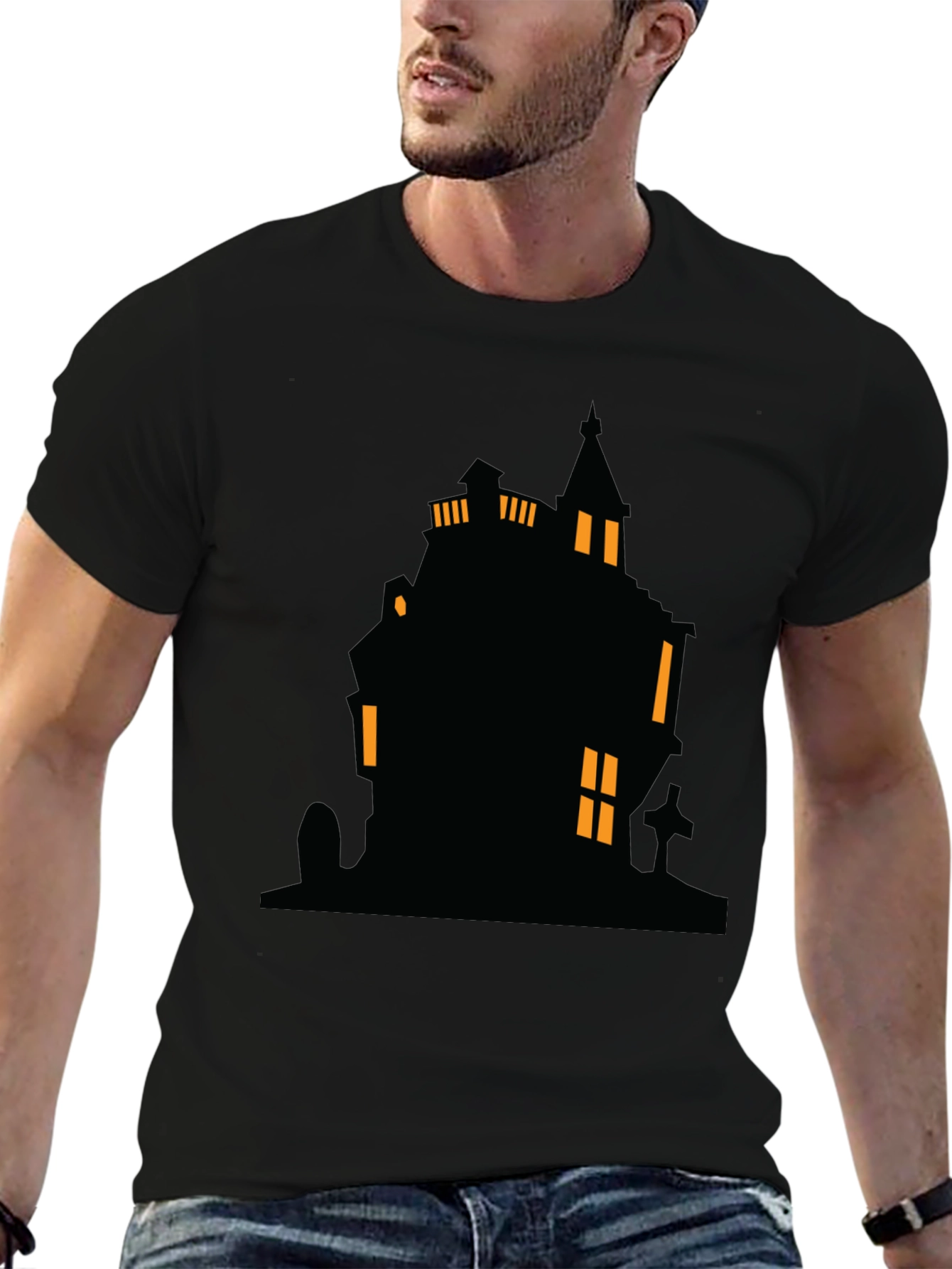 Spooky Haunted House Graphic Tee - Halloween Shirt