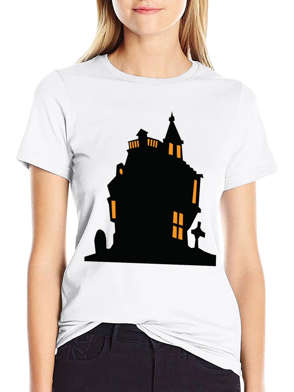 Spooky Haunted House Graphic Tee - Halloween Shirt