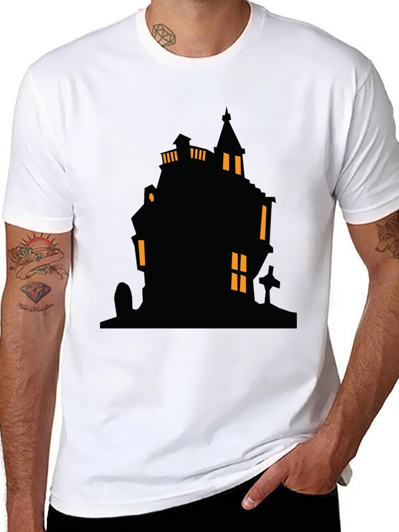 Spooky Haunted House Graphic Tee - Halloween Shirt