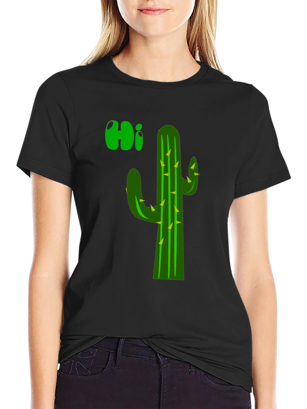 Cactus Hi T-Shirt - Black Graphic Tee
