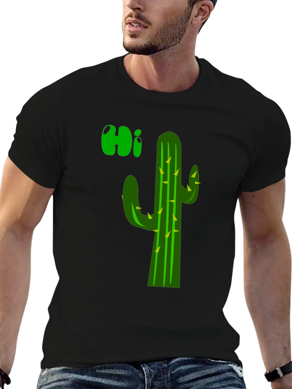 Cactus Hi T-Shirt - Black Graphic Tee