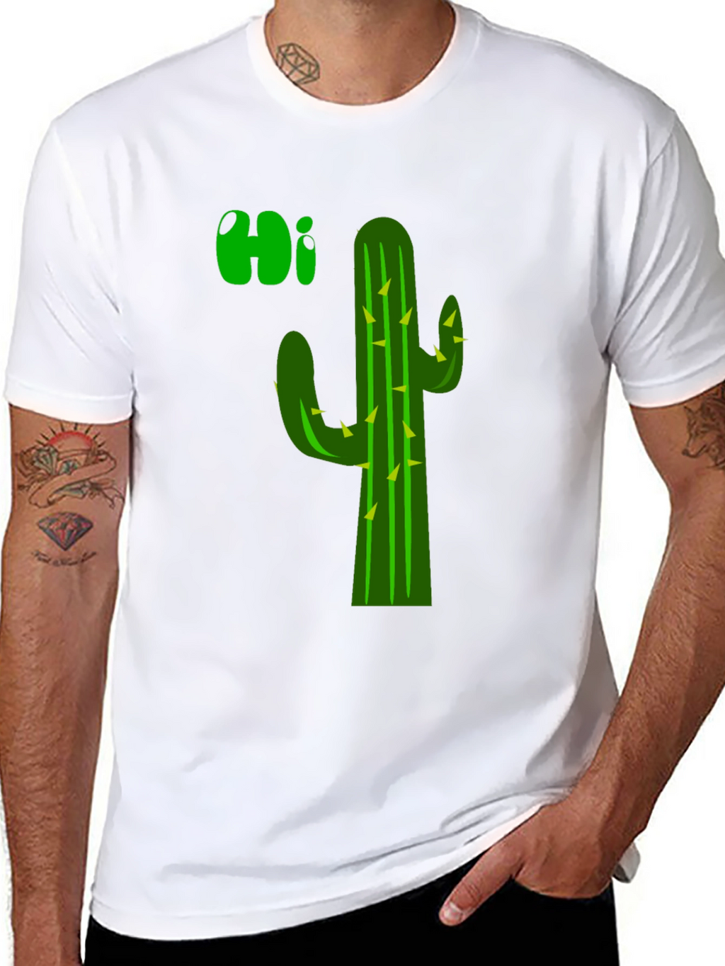 Cactus Hi T-Shirt - Black Graphic Tee