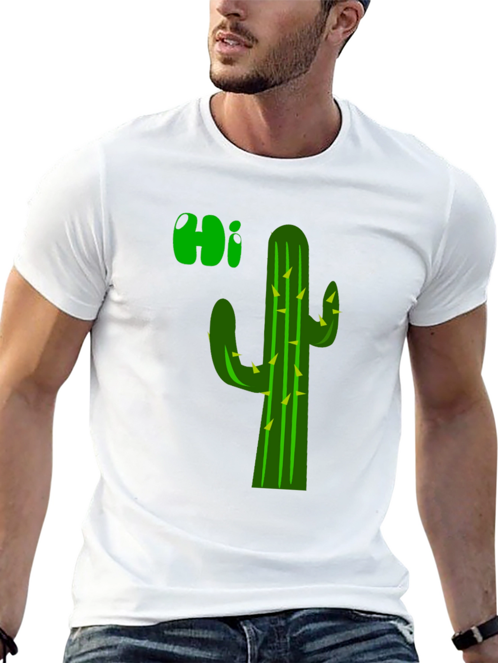 Cactus Hi T-Shirt - Black Graphic Tee