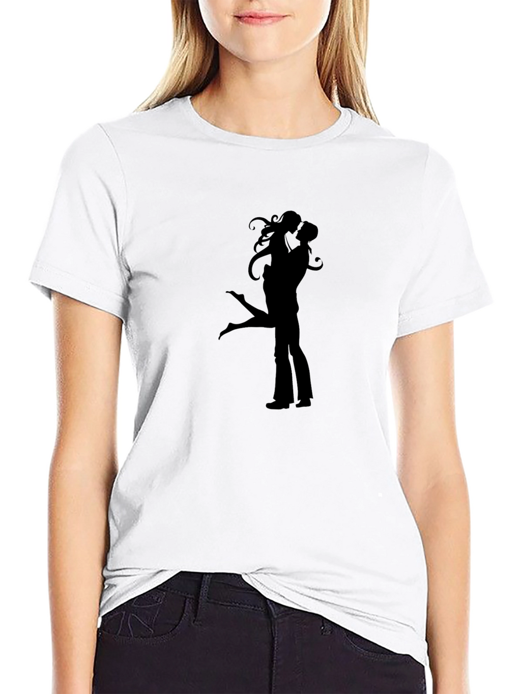 Silhouette Lovers Black Graphic Tee Shirt