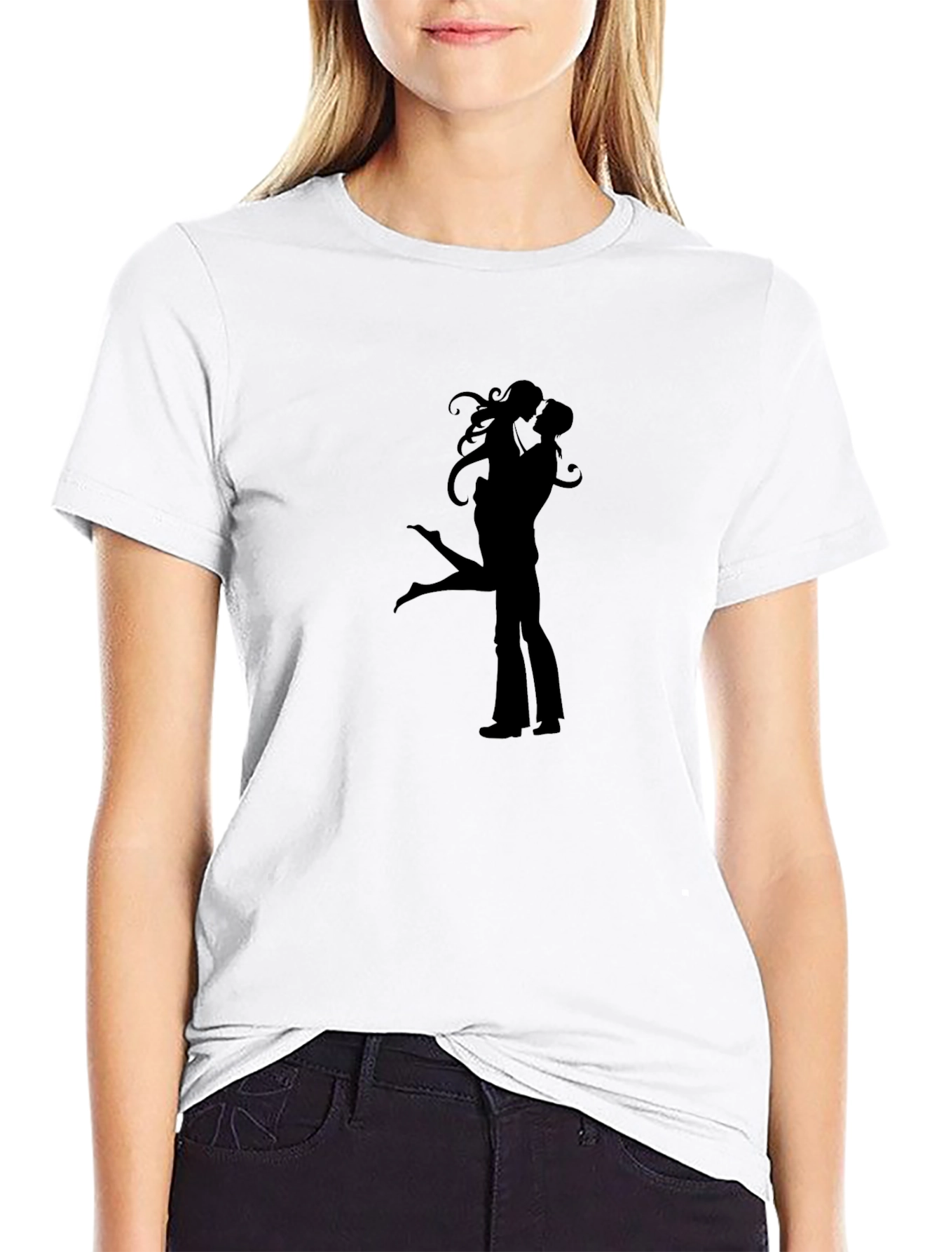 Silhouette Lovers Black Graphic Tee Shirt