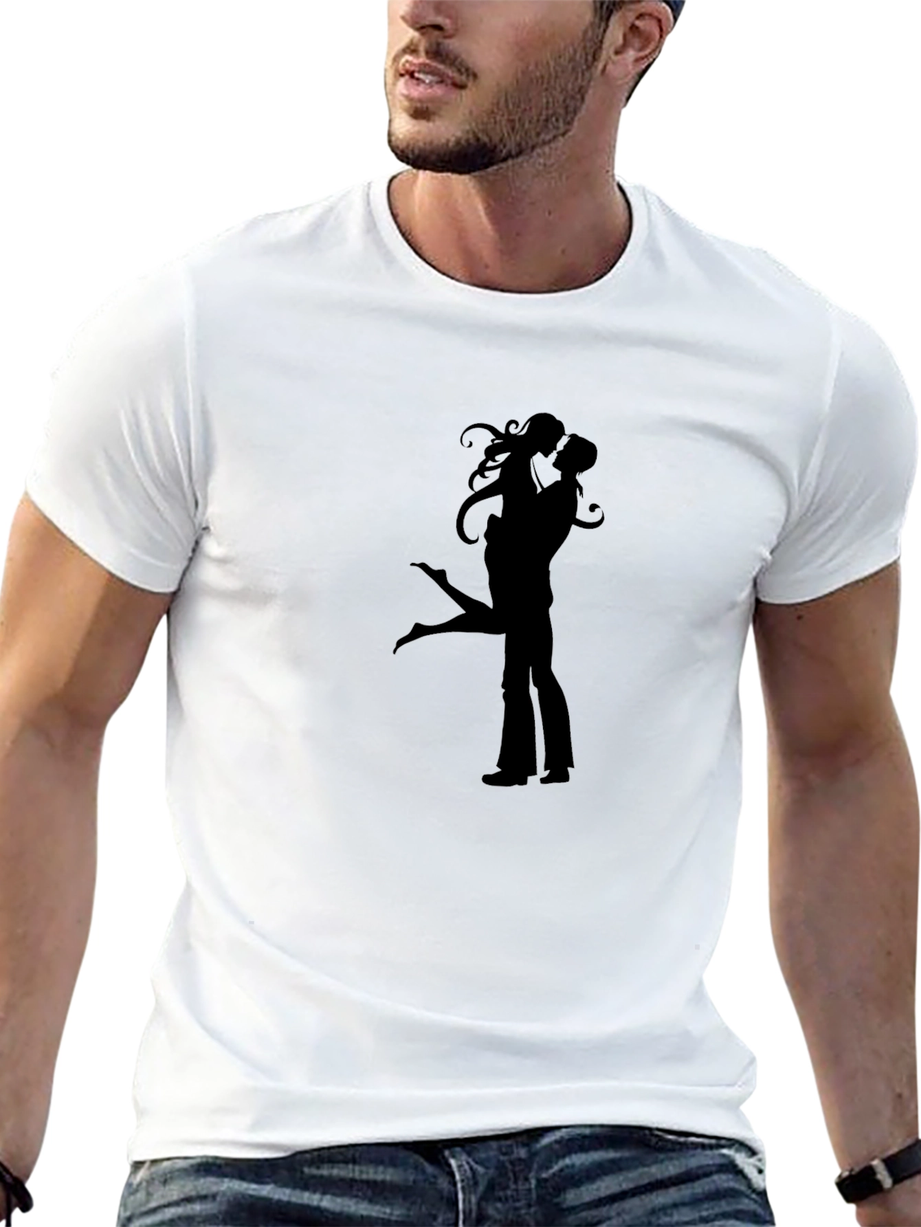 Silhouette Lovers Black Graphic Tee Shirt