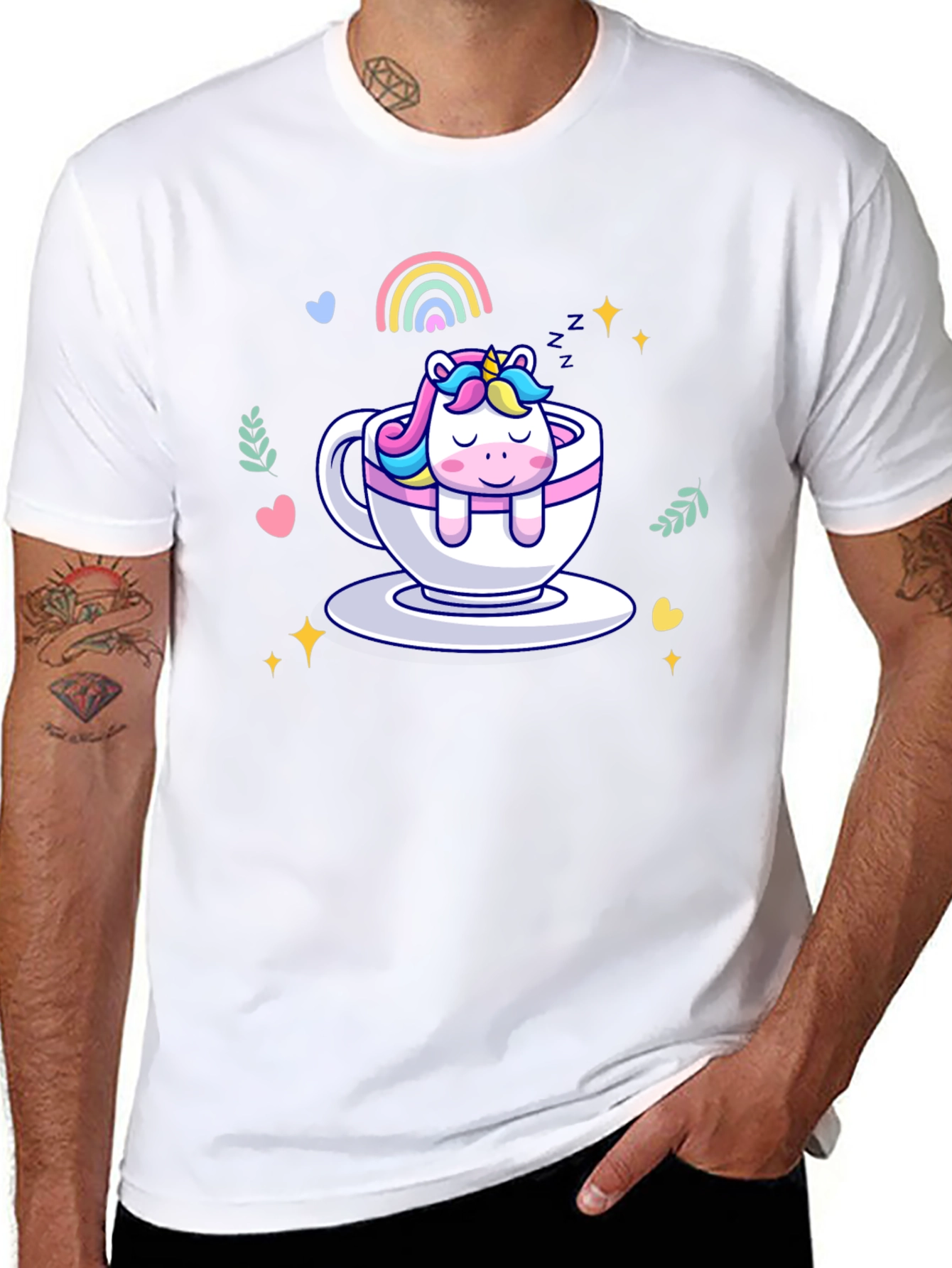 Unicorn in Teacup Graphic Tee - Black