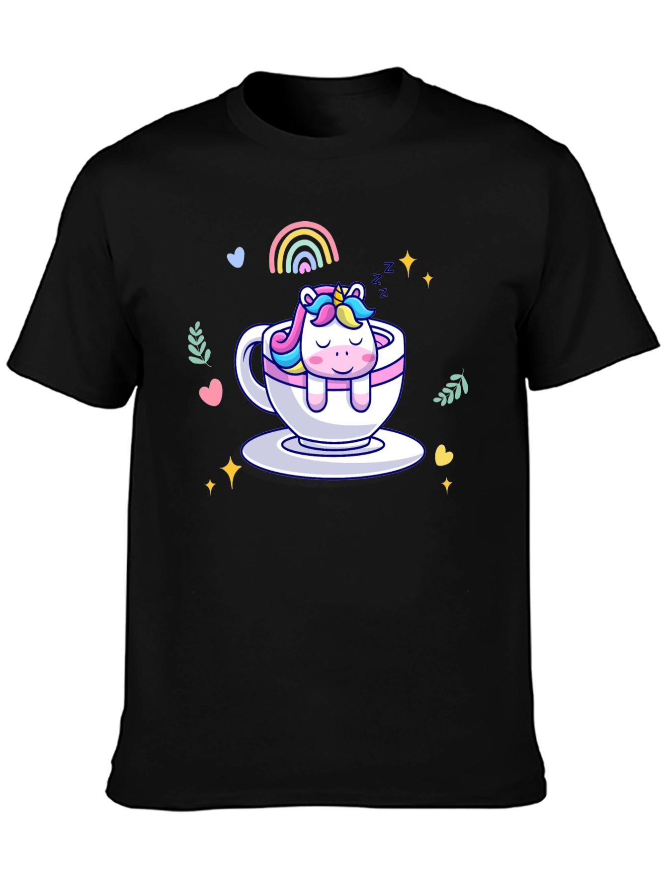Unicorn in Teacup Graphic Tee - Black