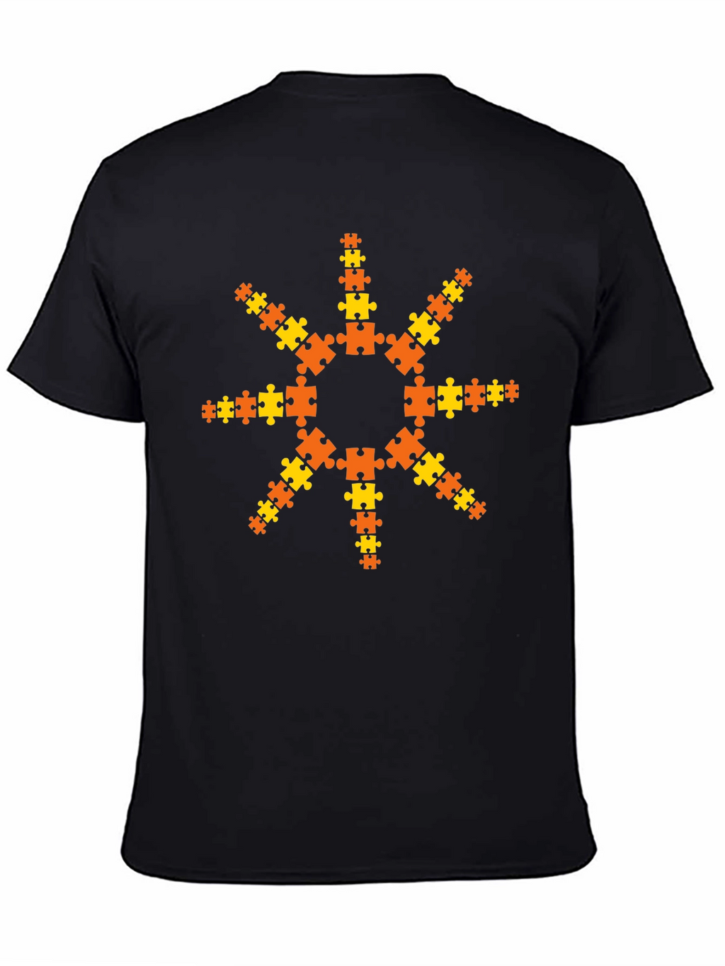 Puzzle Piece Sunburst T-Shirt - Black