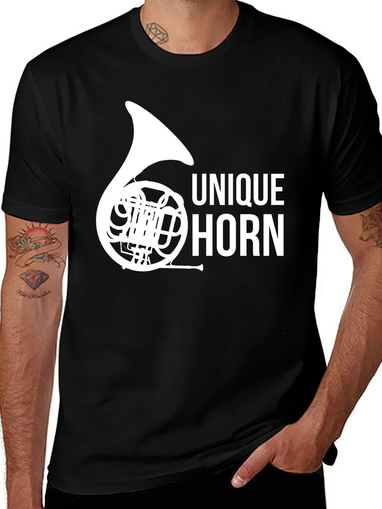 Unique Horn Graphic Tee - Music Lover T-Shirt