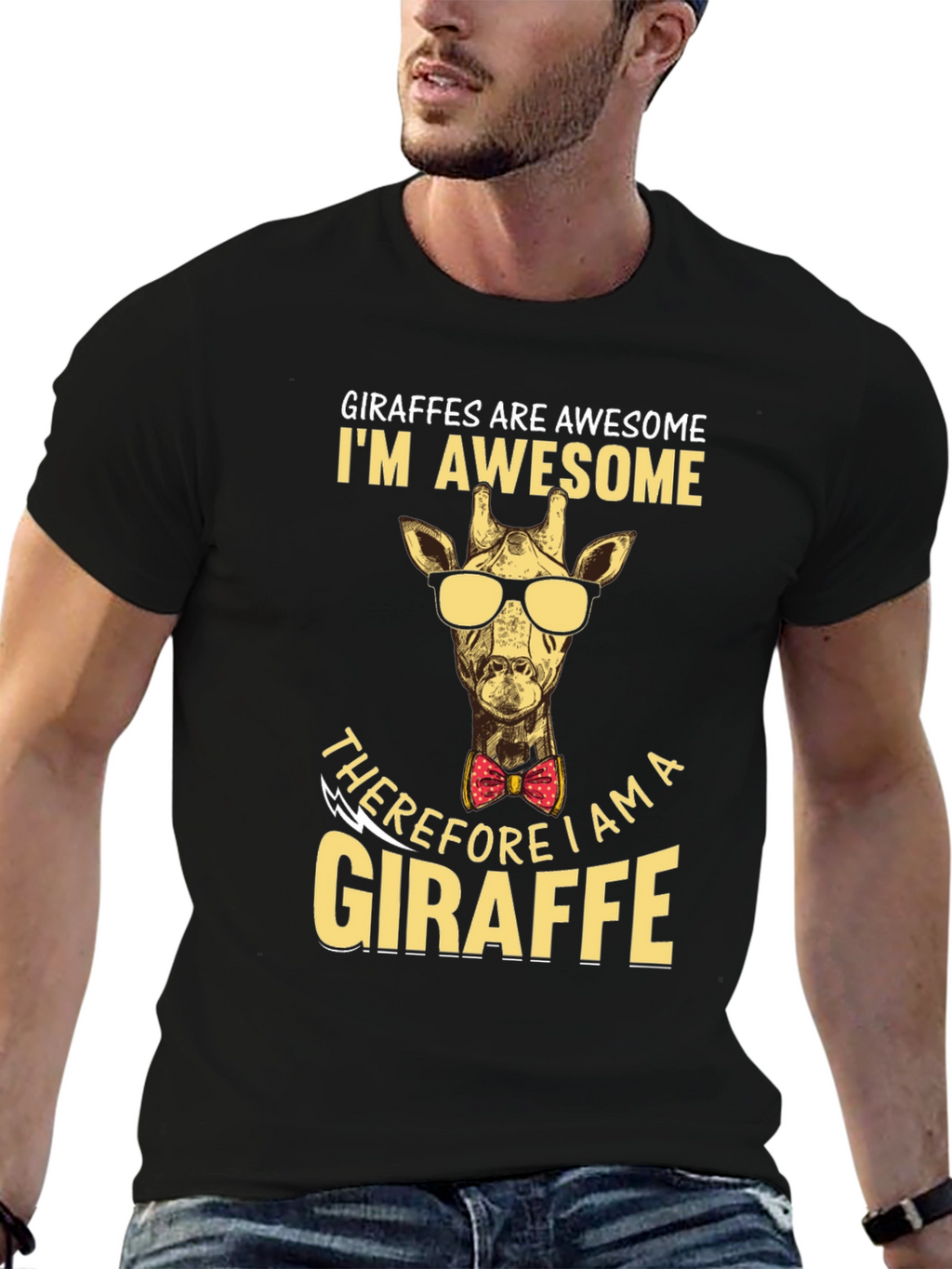 Giraffe Awesome T-Shirt Animal Lover Bow Tie
