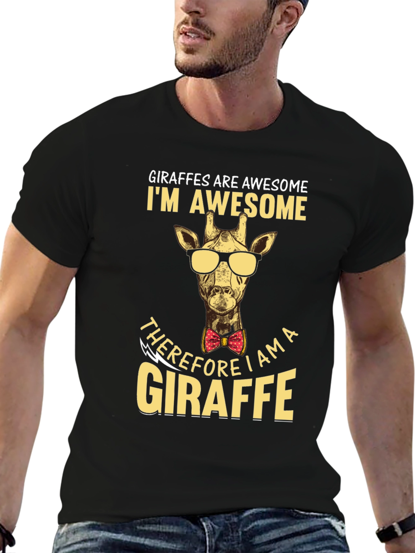 Giraffe Awesome T-Shirt Animal Lover Bow Tie
