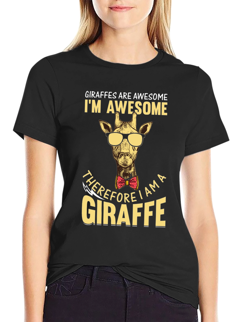 Giraffe Awesome T-Shirt Animal Lover Bow Tie