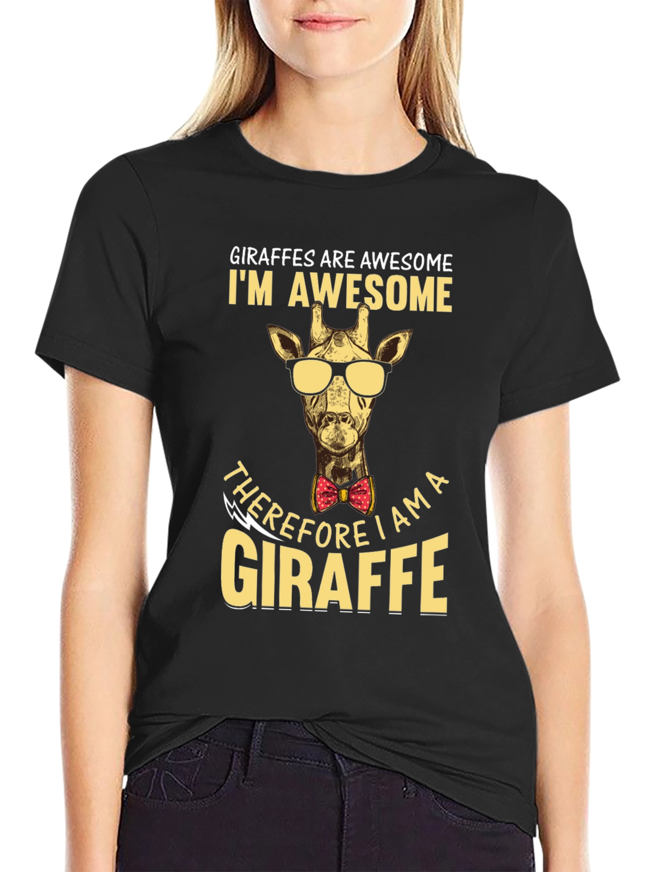 Giraffe Awesome T-Shirt Animal Lover Bow Tie