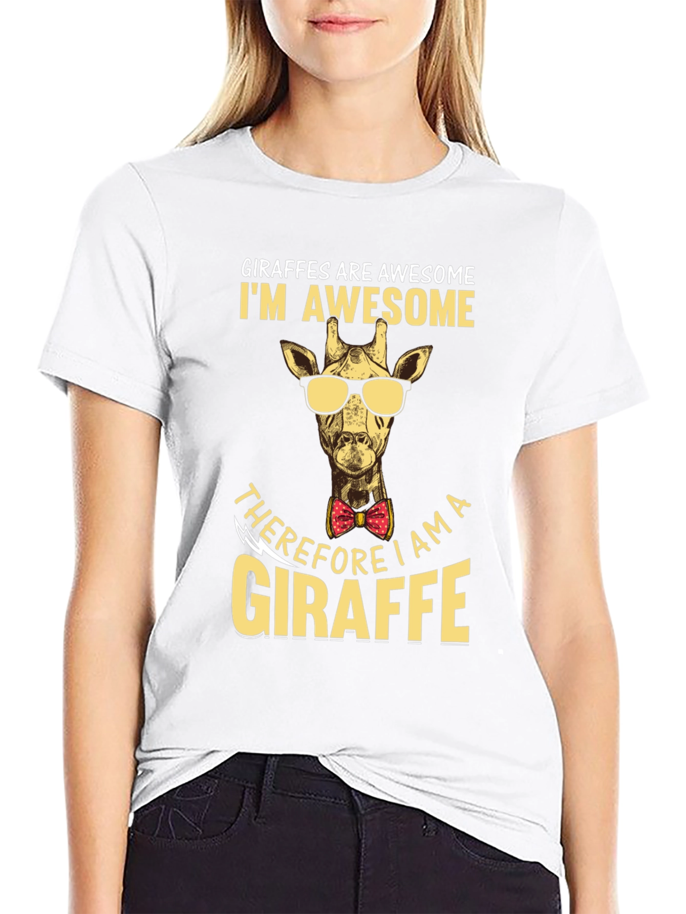 Giraffe Awesome T-Shirt Animal Lover Bow Tie