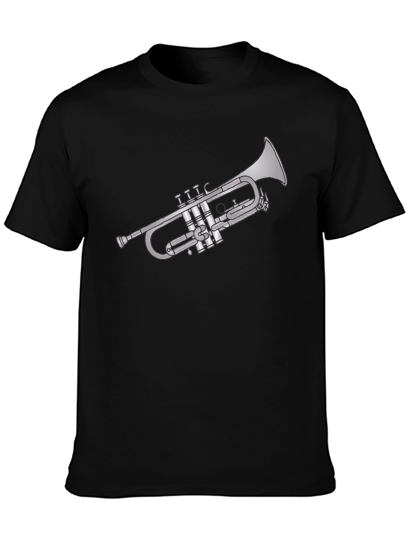 Trumpet Graphic Tee - Black Cotton Musician T-Shirt