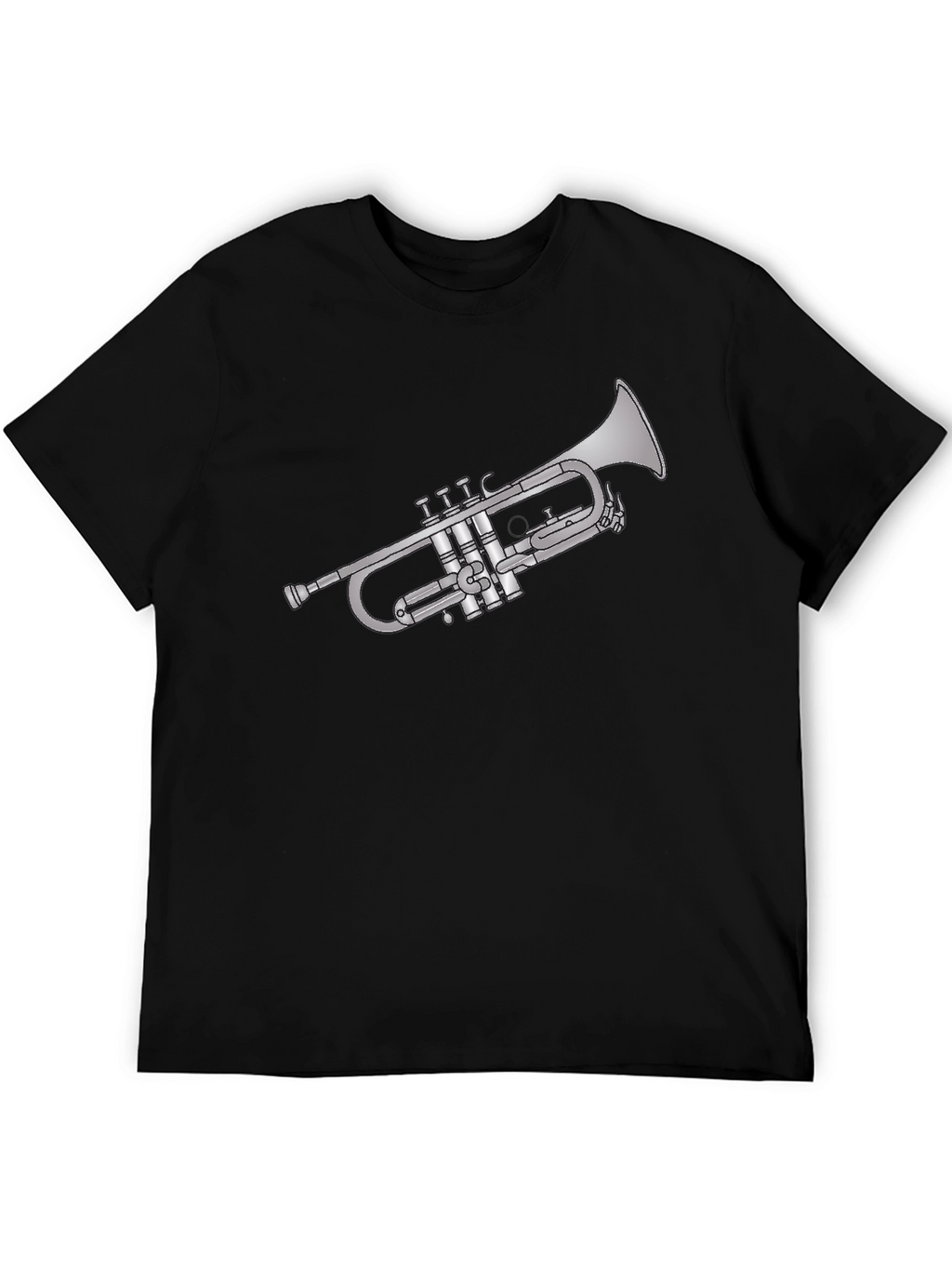 Trumpet Graphic Tee - Black Cotton Musician T-Shirt